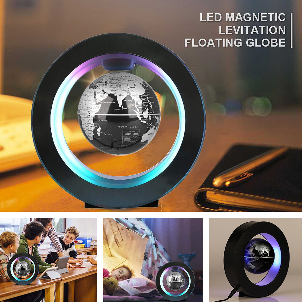 Levitating Lamp Magnetic Levitation Globe LED World Map Rotating Globe Lights Bedside Lights Home Novelty Floating Lamp Gifts