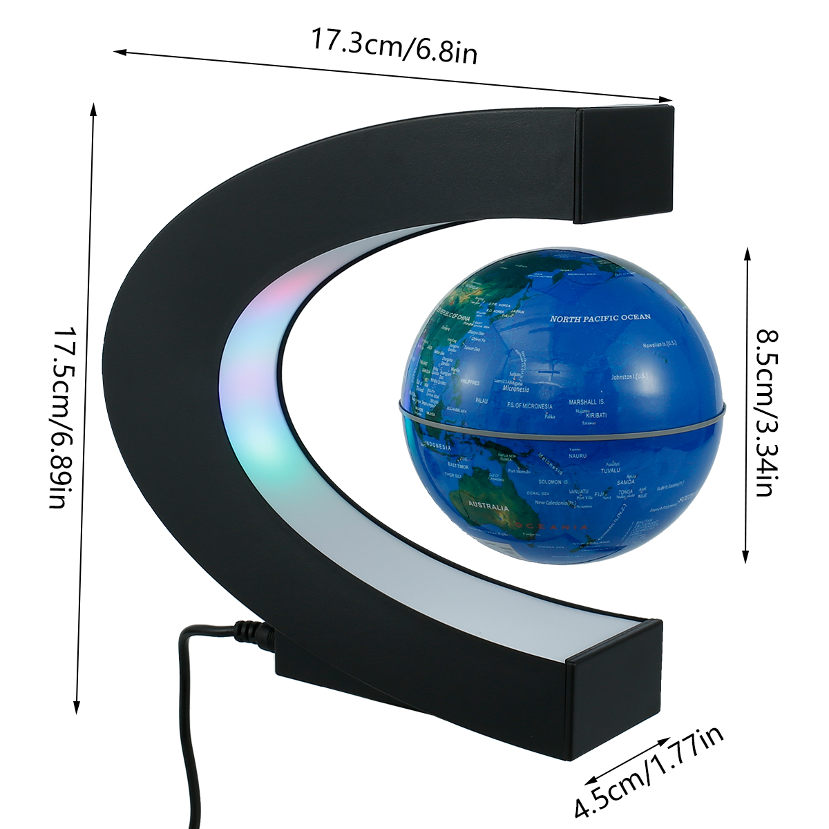 Levitating Lamp Magnetic Levitation Globe LED World Map Rotating Globe Lights Bedside Lights Home Novelty Floating Lamp Gifts