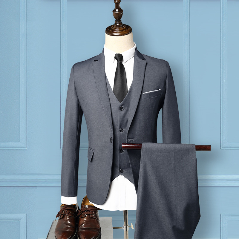 Hot Suit Suit Male Groom Wedding Dress Men'S Three-Piece Self-Cultivation British Style Small Suit Наборы С Блейзером Hyfm004