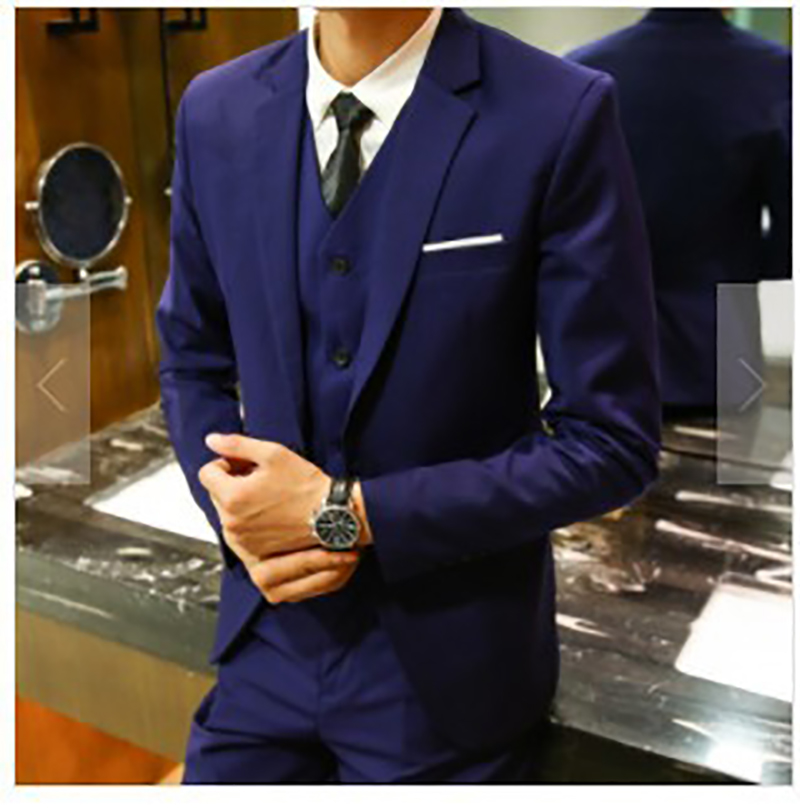 Hot Suit Suit Male Groom Wedding Dress Men'S Three-Piece Self-Cultivation British Style Small Suit Наборы С Блейзером Hyfm004