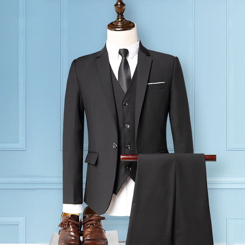 Hot Suit Suit Male Groom Wedding Dress Men'S Three-Piece Self-Cultivation British Style Small Suit Наборы С Блейзером Hyfm004