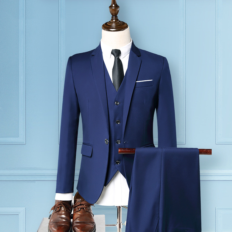 Hot Suit Suit Male Groom Wedding Dress Men'S Three-Piece Self-Cultivation British Style Small Suit Наборы С Блейзером Hyfm004