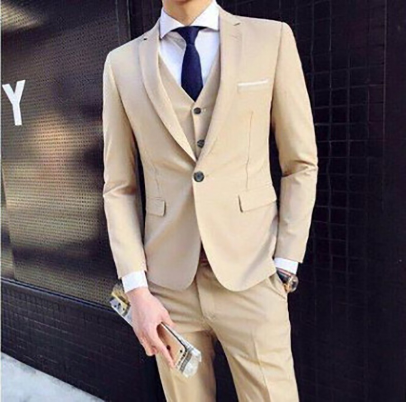 Hot Suit Suit Male Groom Wedding Dress Men'S Three-Piece Self-Cultivation British Style Small Suit Наборы С Блейзером Hyfm004