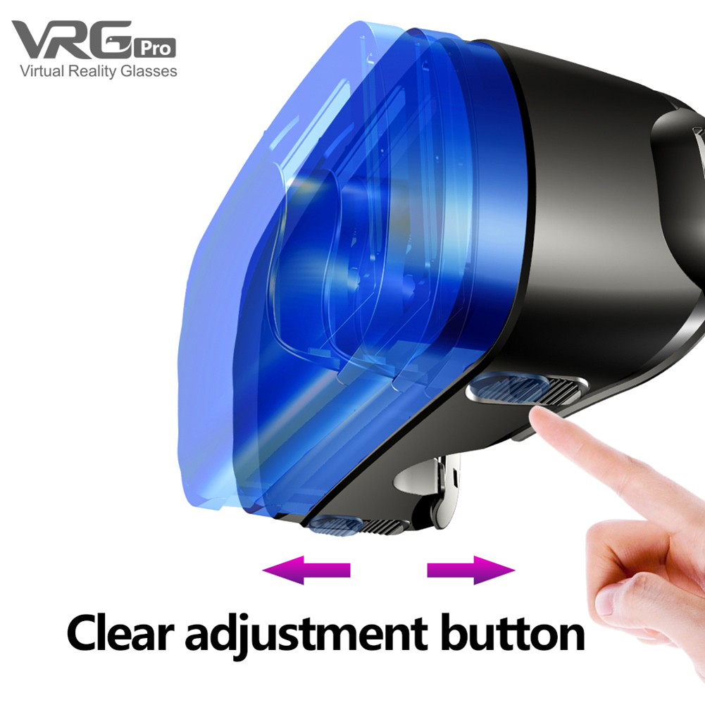 VRG Pro Virtual Reality 3D VR Headset Smart Glasses Helmet for Smartphones Cell Phone Mobile 5-7 Inches Binoculars with Controls