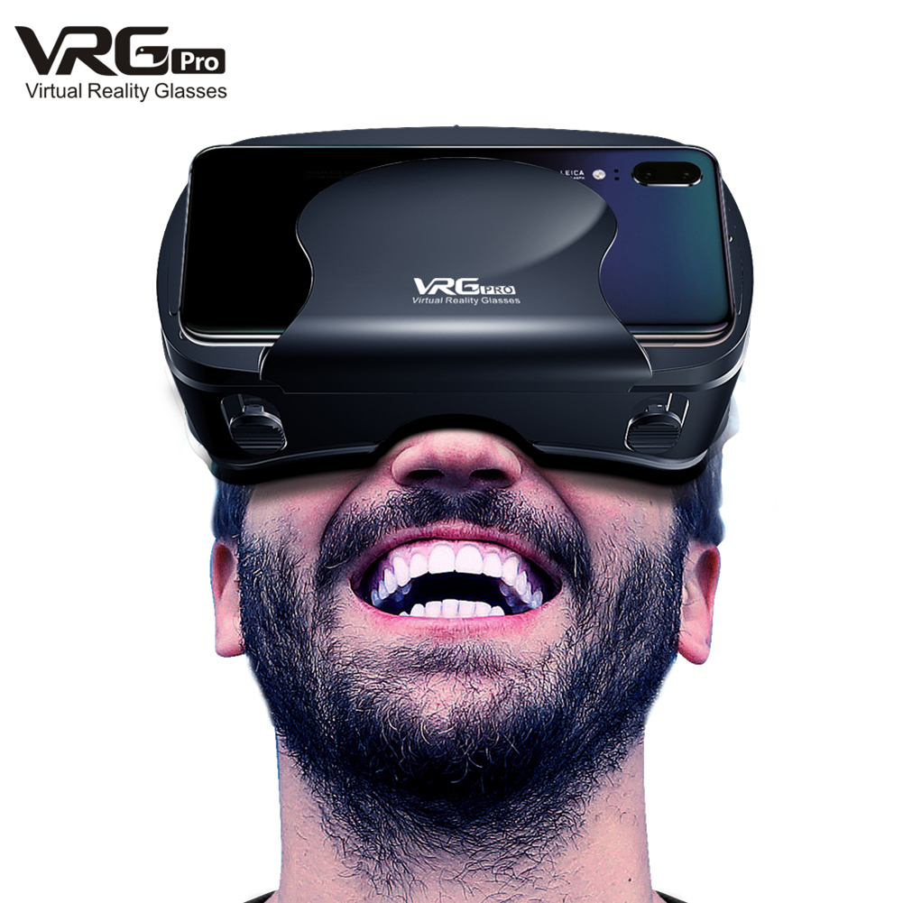 VRG Pro Virtual Reality 3D VR Headset Smart Glasses Helmet for Smartphones Cell Phone Mobile 5-7 Inches Binoculars with Controls