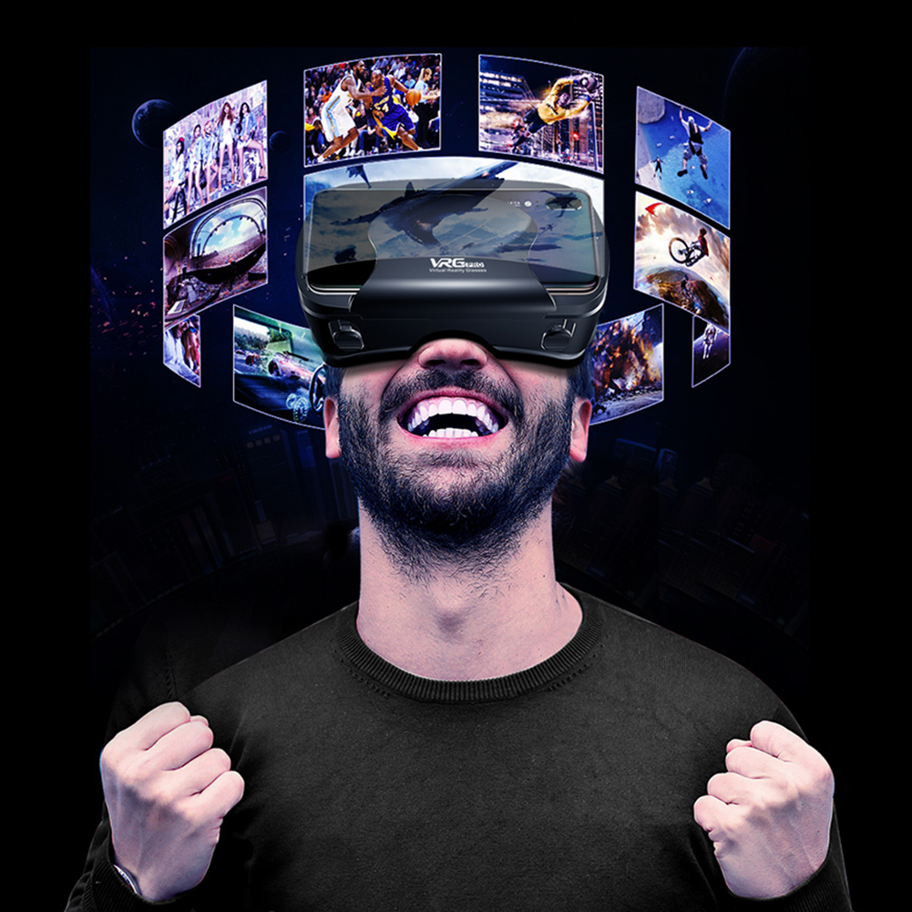 VRG Pro Virtual Reality 3D VR Headset Smart Glasses Helmet for Smartphones Cell Phone Mobile 5-7 Inches Binoculars with Controls