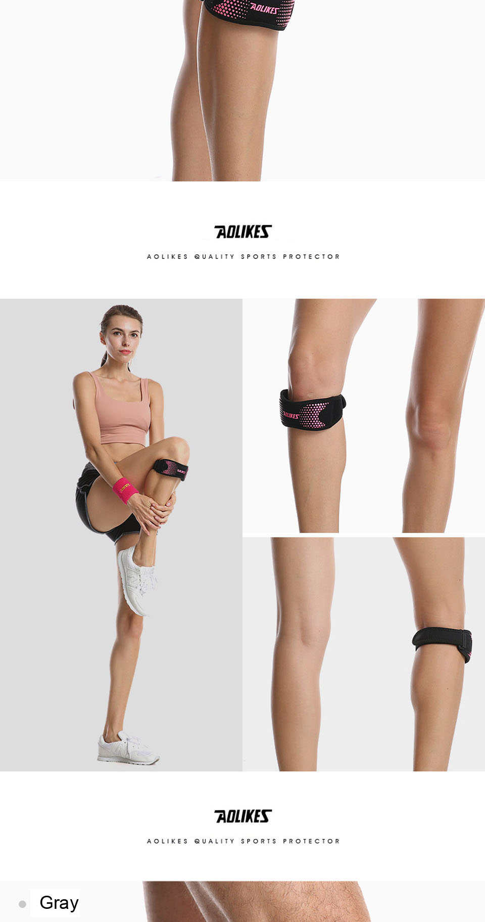AOLIKES 1PCS Adjustable Knee Pad Knee Pain Relief Patella Stabilizer Brace Support for Hiking Soccer Basketball Running  Sport