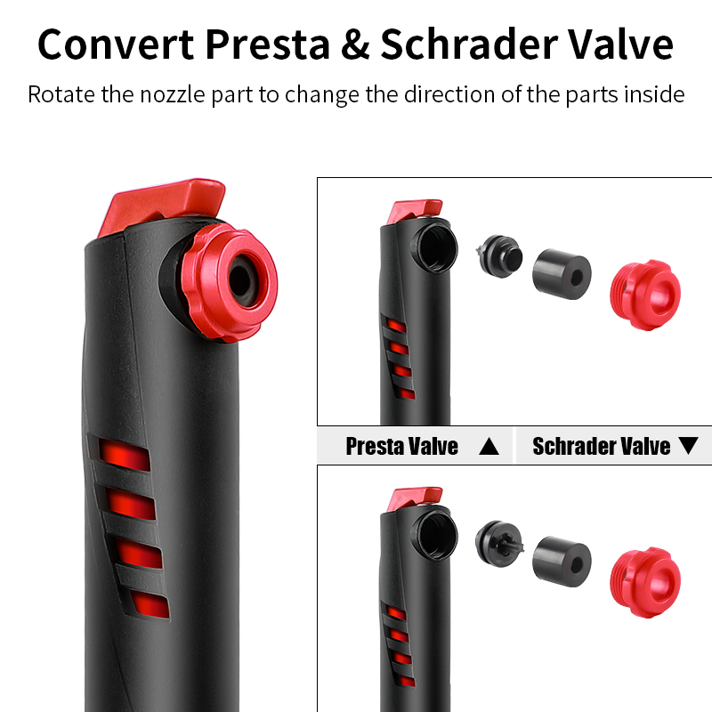 WEST BIKING 100Psi Mini Bike Pump Aluminum Alloy Bicycle Hand Air Pump Tire Inflator Schrader Presta Valve MTB Road Cycling Pump