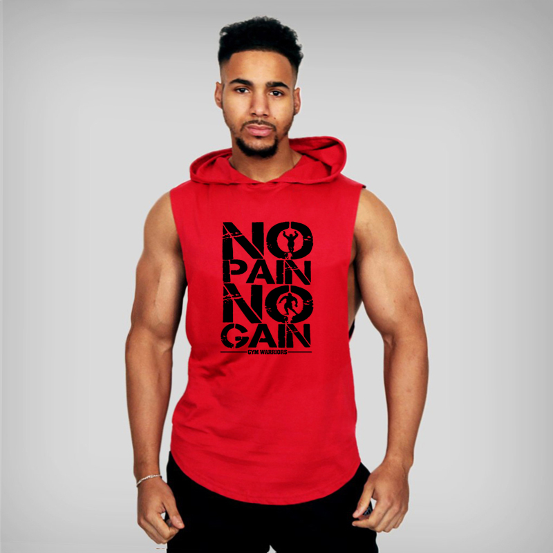 Brand Gyms Clothing Mens Bodybuilding Hooded Tank Top Cotton Sleeveless Vest Sweatshirt Fitness Workout Sportswear Tops Male