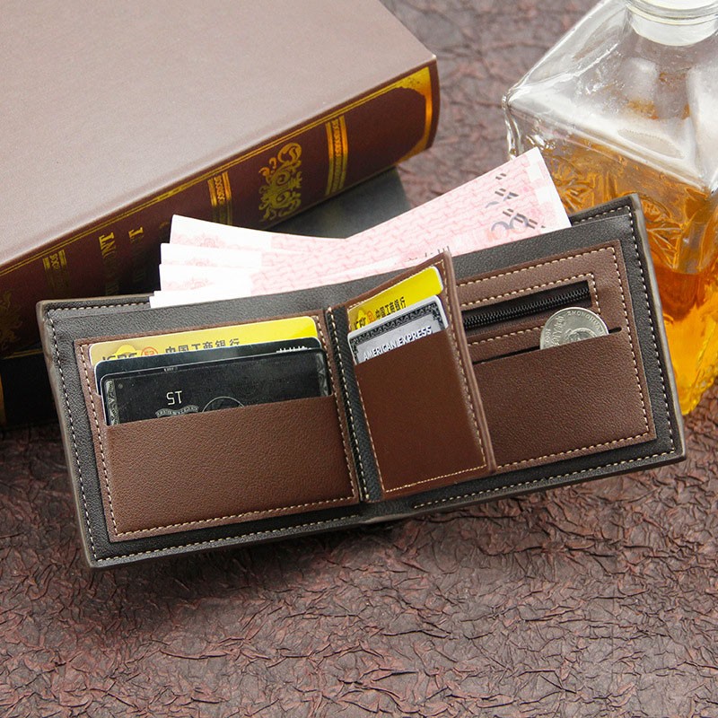 Men Wallet Leather Business Foldable Wallet Luxury Billfold Slim Hipster Credit Card Holders Inserts Coin Purses Vintage Walltes
