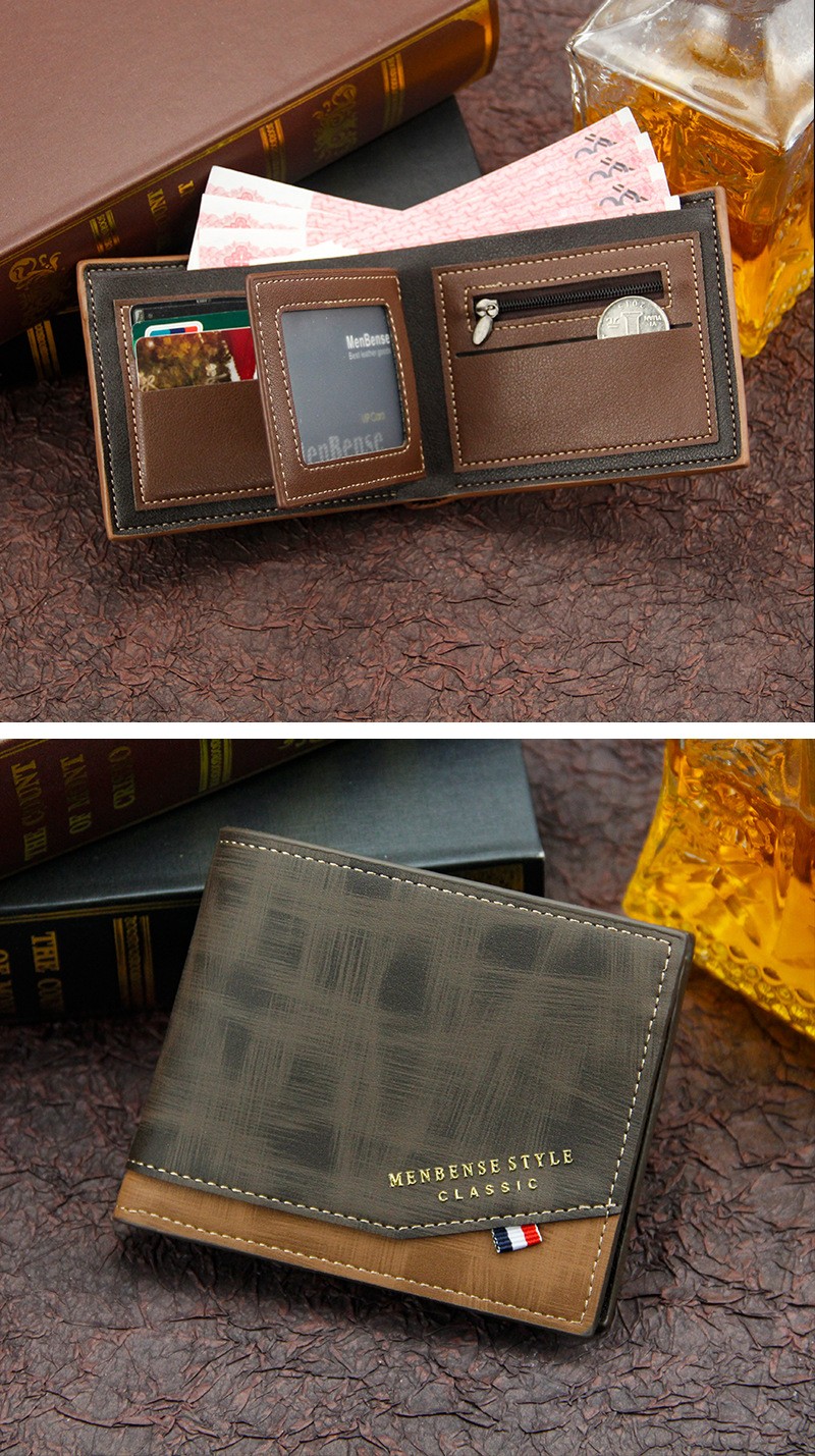 Men Wallet Leather Business Foldable Wallet Luxury Billfold Slim Hipster Credit Card Holders Inserts Coin Purses Vintage Walltes