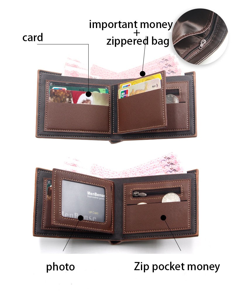 Men Wallet Leather Business Foldable Wallet Luxury Billfold Slim Hipster Credit Card Holders Inserts Coin Purses Vintage Walltes