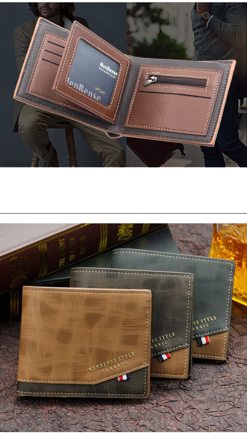 Men Wallet Leather Business Foldable Wallet Luxury Billfold Slim Hipster Credit Card Holders Inserts Coin Purses Vintage Walltes