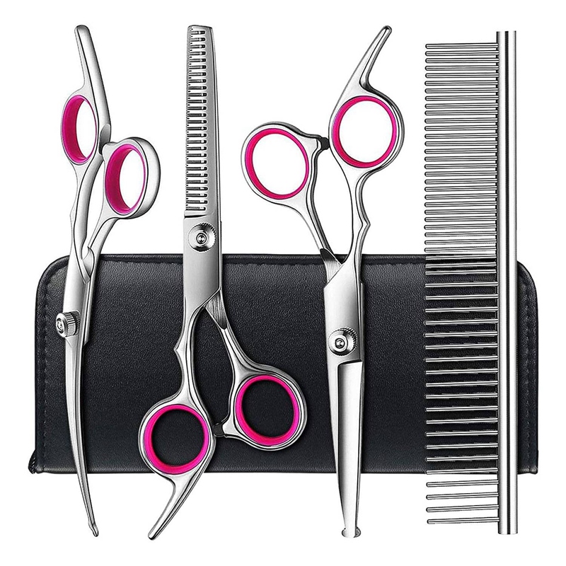 Pet Grooming Scissors Set with Safety Round Tip Cat Dog Hair Cutting Tool Dog Grooming Scissors Kit for Dog Cat Hair Care