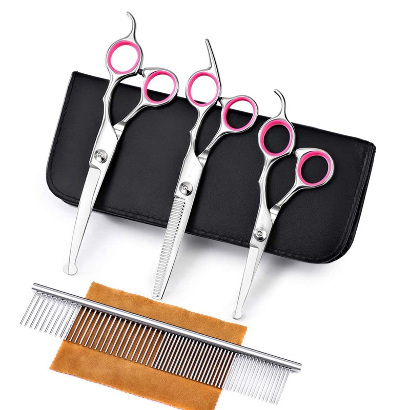 Pet Grooming Scissors Set with Safety Round Tip Cat Dog Hair Cutting Tool Dog Grooming Scissors Kit for Dog Cat Hair Care