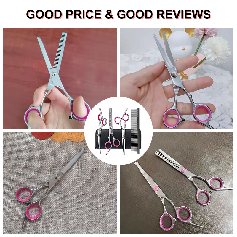 Pet Grooming Scissors Set with Safety Round Tip Cat Dog Hair Cutting Tool Dog Grooming Scissors Kit for Dog Cat Hair Care