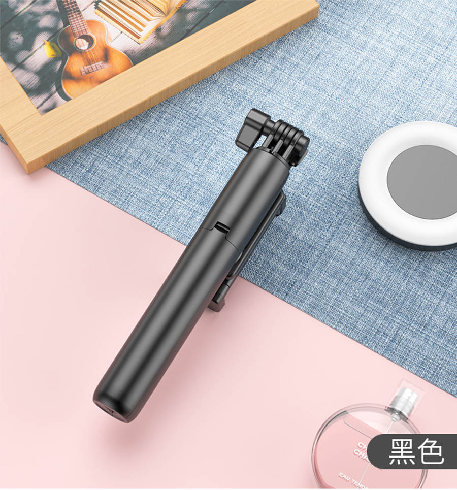 MAMEN 3 In 1 Wireless Bluetooth-compatible Selfie Stick with Double Fill Light Foldable Mini Tripod for iOS Android Smartphone