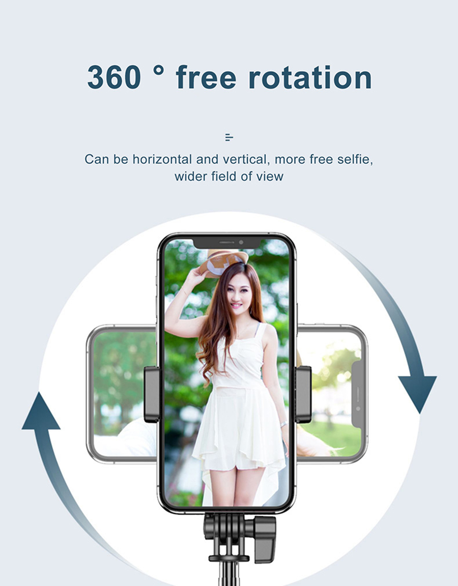 MAMEN 3 In 1 Wireless Bluetooth-compatible Selfie Stick with Double Fill Light Foldable Mini Tripod for iOS Android Smartphone