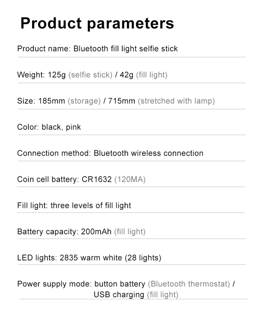 MAMEN 3 In 1 Wireless Bluetooth-compatible Selfie Stick with Double Fill Light Foldable Mini Tripod for iOS Android Smartphone