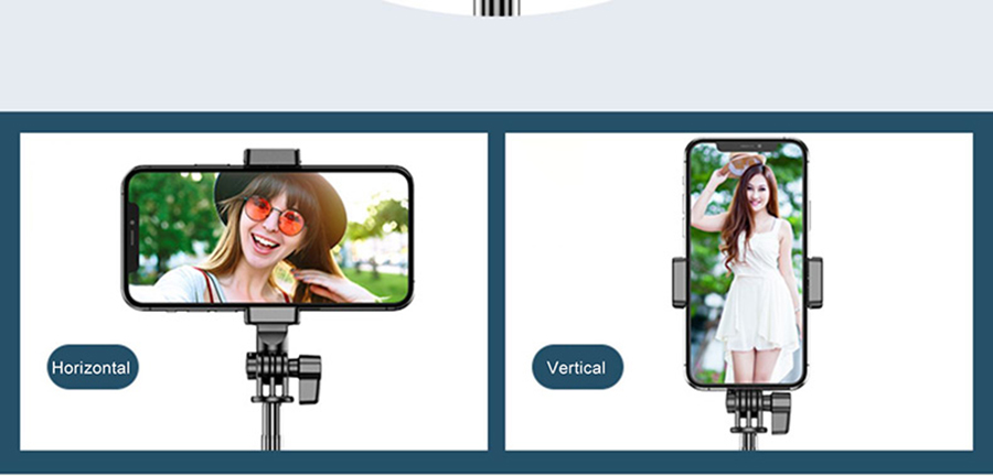 MAMEN 3 In 1 Wireless Bluetooth-compatible Selfie Stick with Double Fill Light Foldable Mini Tripod for iOS Android Smartphone