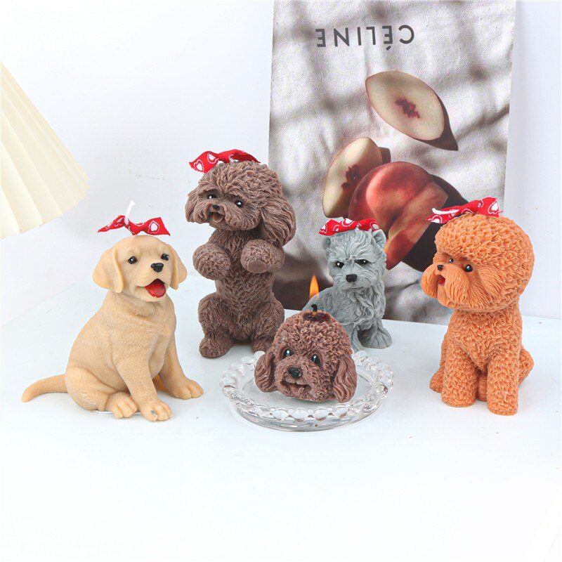 Poodle Dog Cat Candle Silicone Mold DIY Garfield Retriever Animal Candle Making Ice Cubes Resin Soap Mold Gifts Craft Home Decor