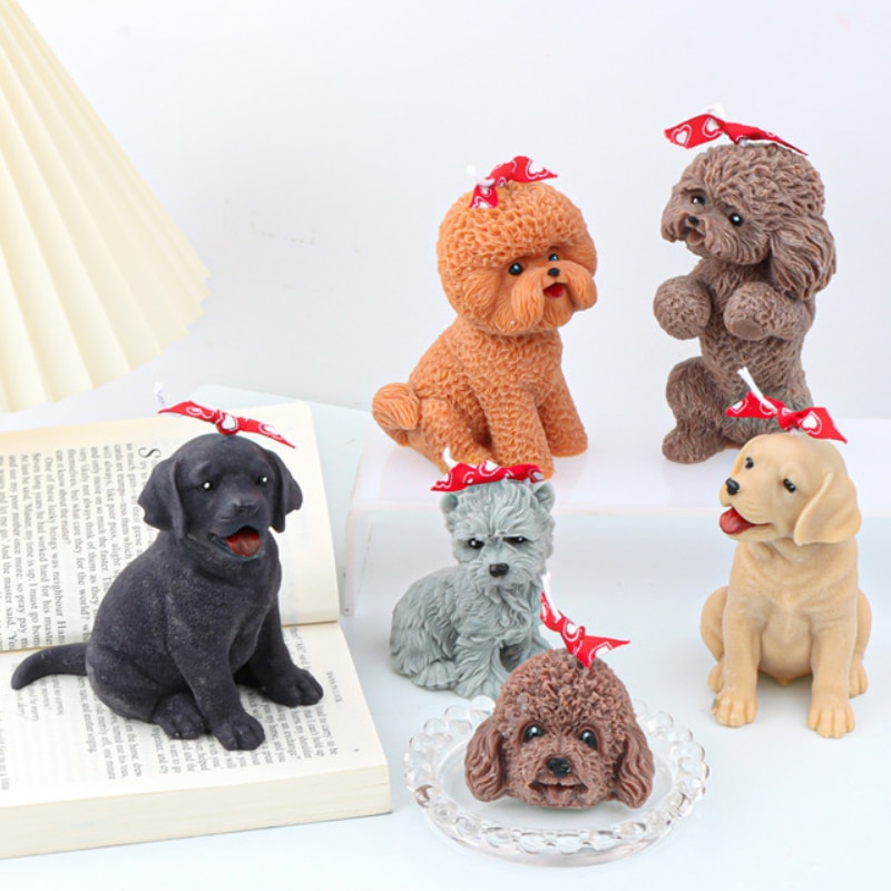 Poodle Dog Cat Candle Silicone Mold DIY Garfield Retriever Animal Candle Making Ice Cubes Resin Soap Mold Gifts Craft Home Decor