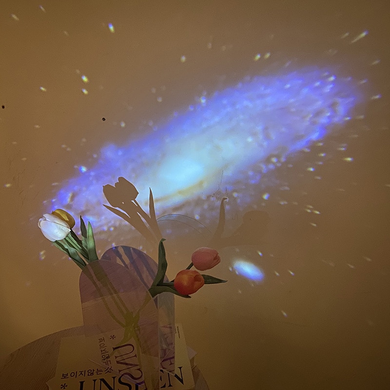 Aurora Moon Galaxy Projection Lamp Creative Background Atmosphere Night Light Earth Projector Photography Lamp for Birthday Gift