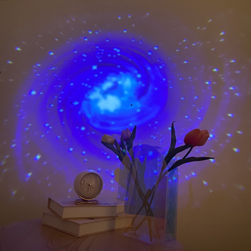Aurora Moon Galaxy Projection Lamp Creative Background Atmosphere Night Light Earth Projector Photography Lamp for Birthday Gift