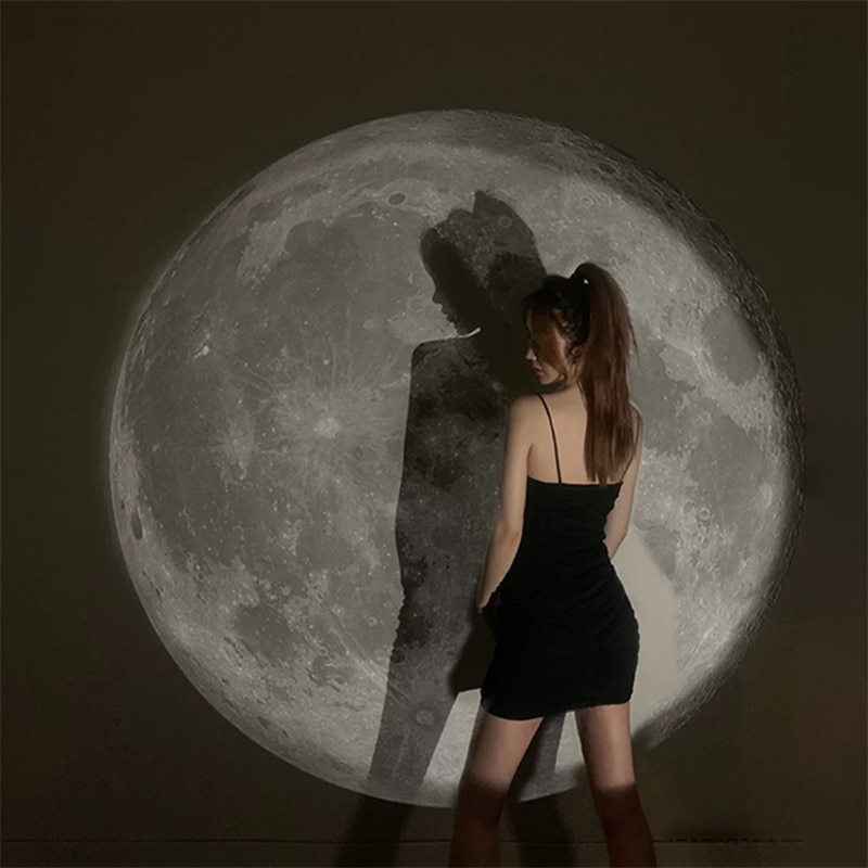 Aurora Moon Galaxy Projection Lamp Creative Background Atmosphere Night Light Earth Projector Photography Lamp for Birthday Gift
