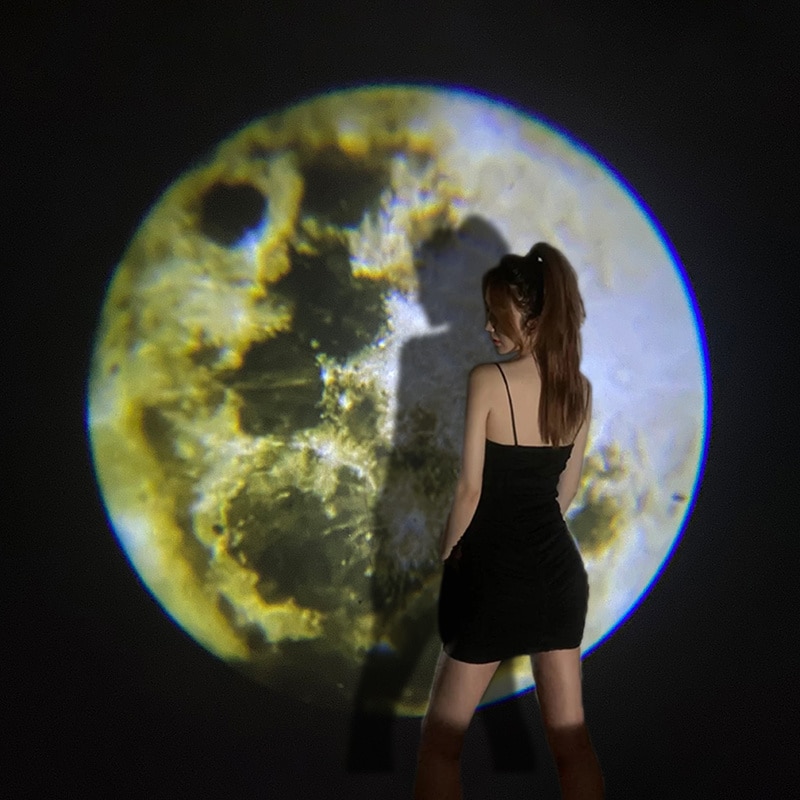 Aurora Moon Galaxy Projection Lamp Creative Background Atmosphere Night Light Earth Projector Photography Lamp for Birthday Gift