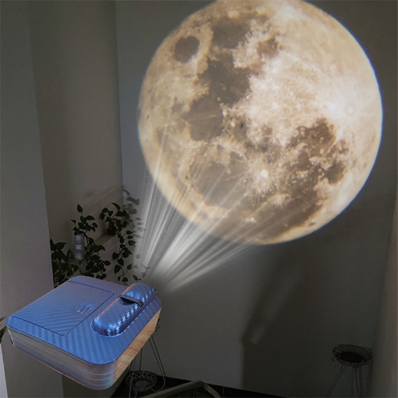 Aurora Moon Galaxy Projection Lamp Creative Background Atmosphere Night Light Earth Projector Photography Lamp for Birthday Gift