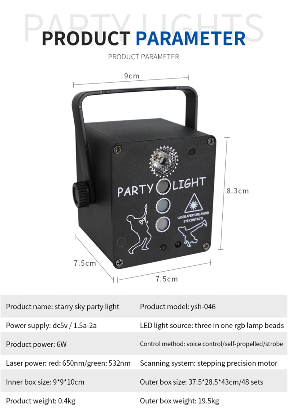 ALIEN Mini DJ Disco RGB Laser Light Projector USB Rechargeable LED Stage Lighting Effect Party Holiday Wedding Christmas Lamp