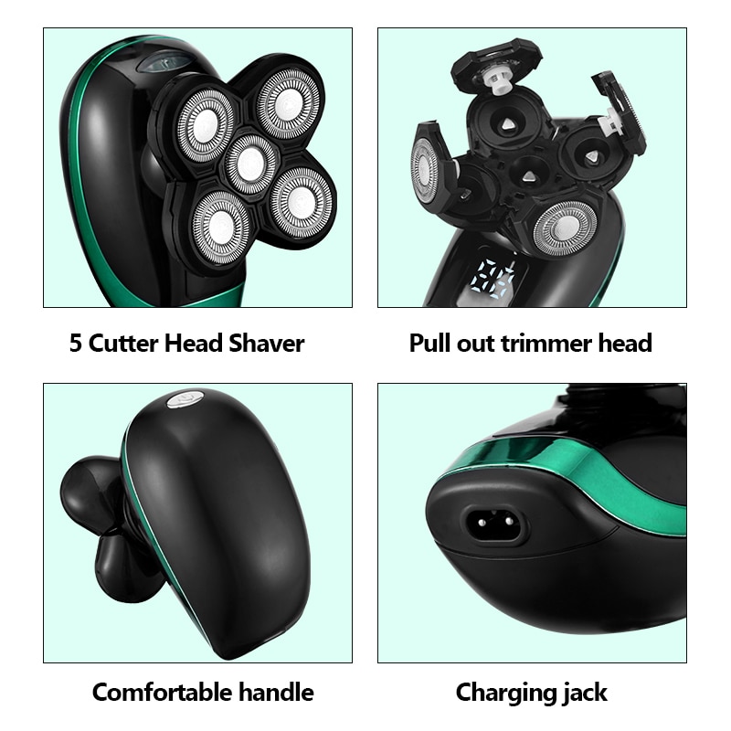 5 IN 1 Electric Razor Electric Shaver Rechargeable Shaving Machine for Men Beard Razor Wet-Dry Dual Use Waterproof Fast Charging
