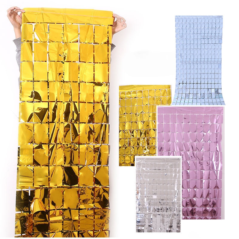 2pcs Square Backdrop Anniversaire Christmas Decor New Year Birthday Party Decoration Wedding Curtain Bachelorotte Party Fortni