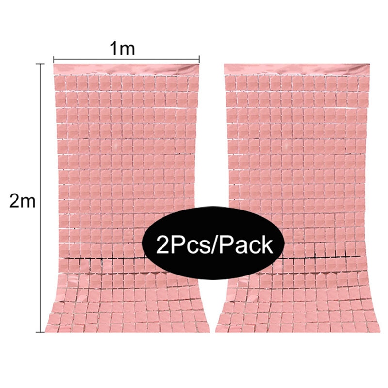 2pcs Square Backdrop Anniversaire Christmas Decor New Year Birthday Party Decoration Wedding Curtain Bachelorotte Party Fortni
