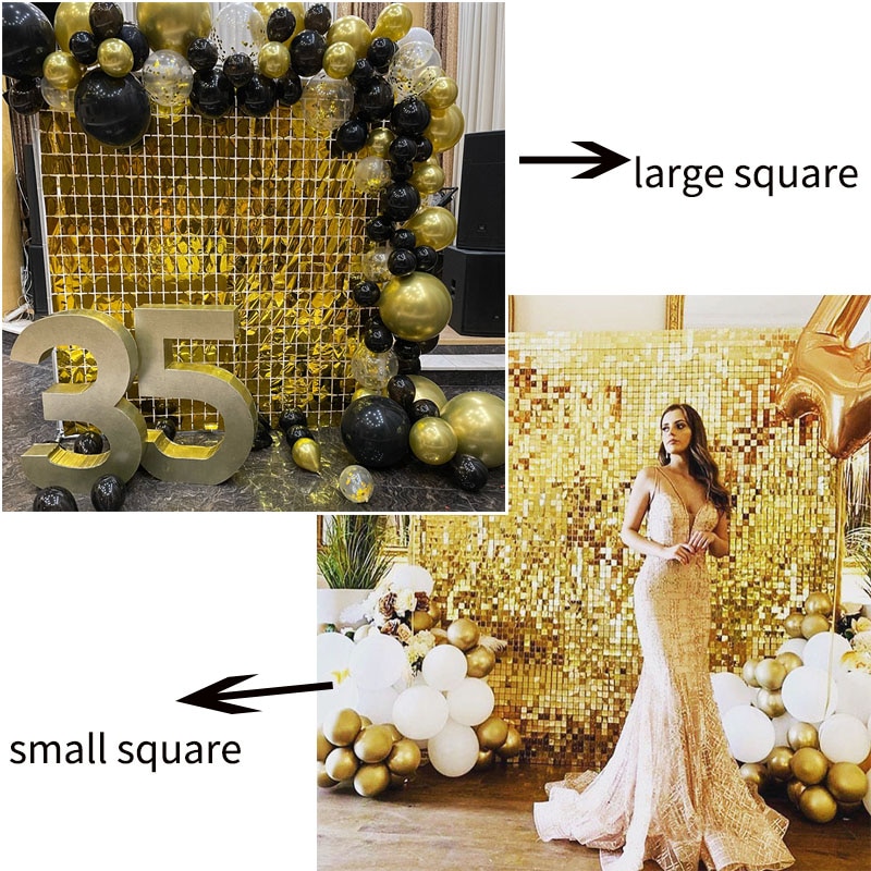 2pcs Square Backdrop Anniversaire Christmas Decor New Year Birthday Party Decoration Wedding Curtain Bachelorotte Party Fortni