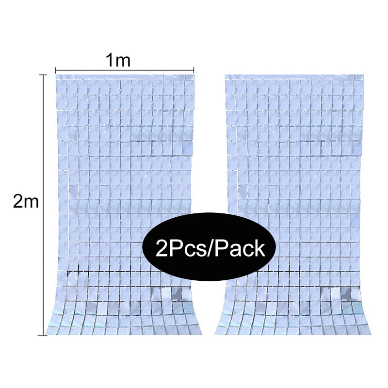 2pcs Square Backdrop Anniversaire Christmas Decor New Year Birthday Party Decoration Wedding Curtain Bachelorotte Party Fortni