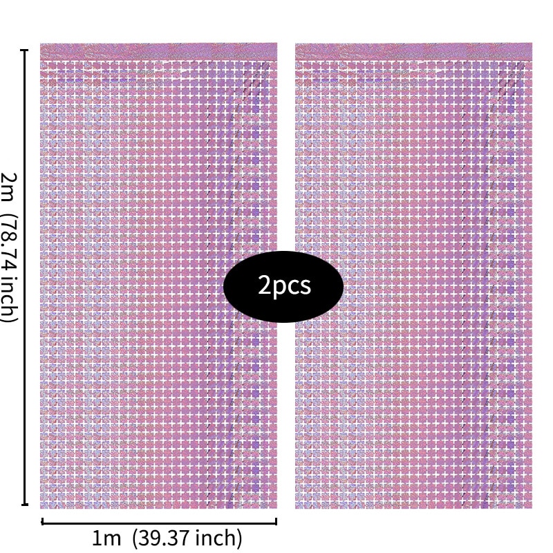 2pcs Square Backdrop Anniversaire Christmas Decor New Year Birthday Party Decoration Wedding Curtain Bachelorotte Party Fortni