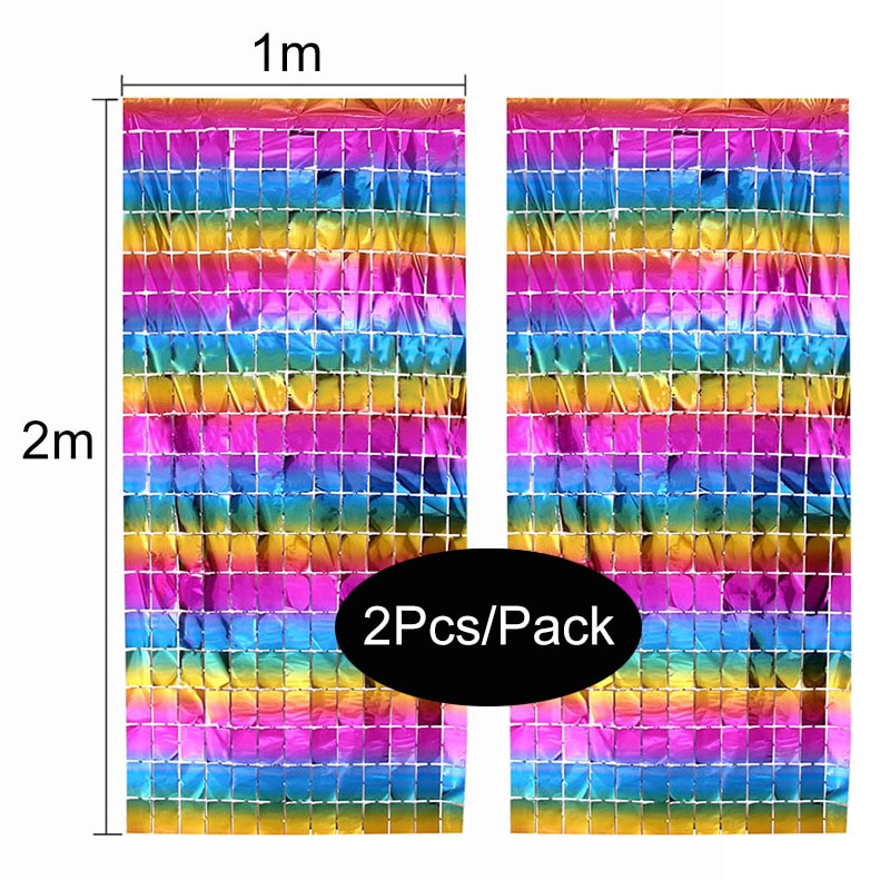 2pcs Square Backdrop Anniversaire Christmas Decor New Year Birthday Party Decoration Wedding Curtain Bachelorotte Party Fortni