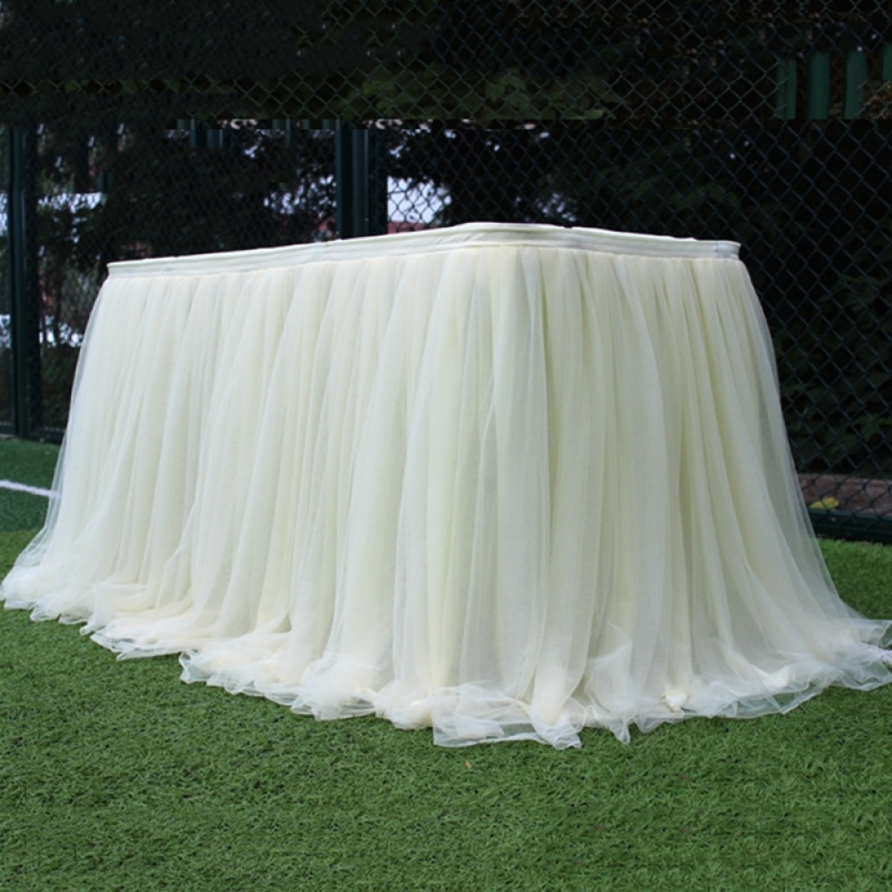 Wedding Party Table Skirt Multi Colors Table Cloth Home Textile Table Cover For Birthday Banquet Tutu Tulle Tablecloth Home Deco