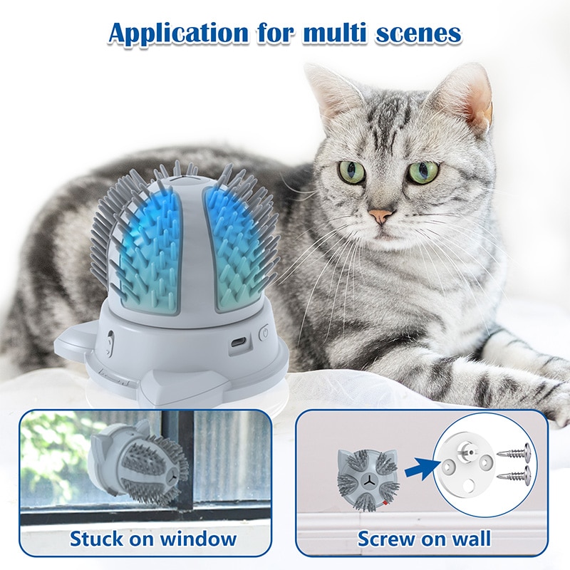 MySudui  Automatic Cat Toys Rotary Massage Comb Smart Cat Electronic Toys Can Glow Wall Suction Mode Pet Games Catnip Teases Cat