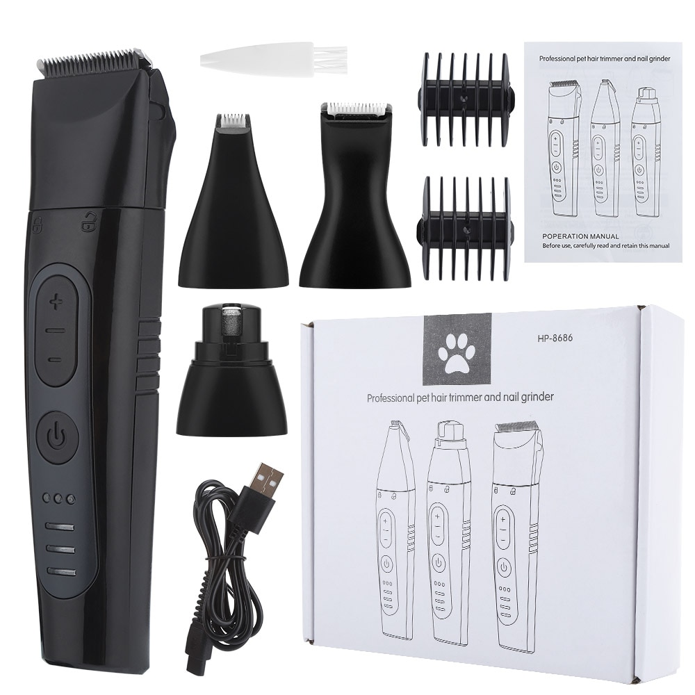 Dog Cat Hair Trimmer Paw Nail Grinder Pets Clippers Foot Nail Cutter Low Noise Dog Pet Grooming Machine USB Pet Supplies