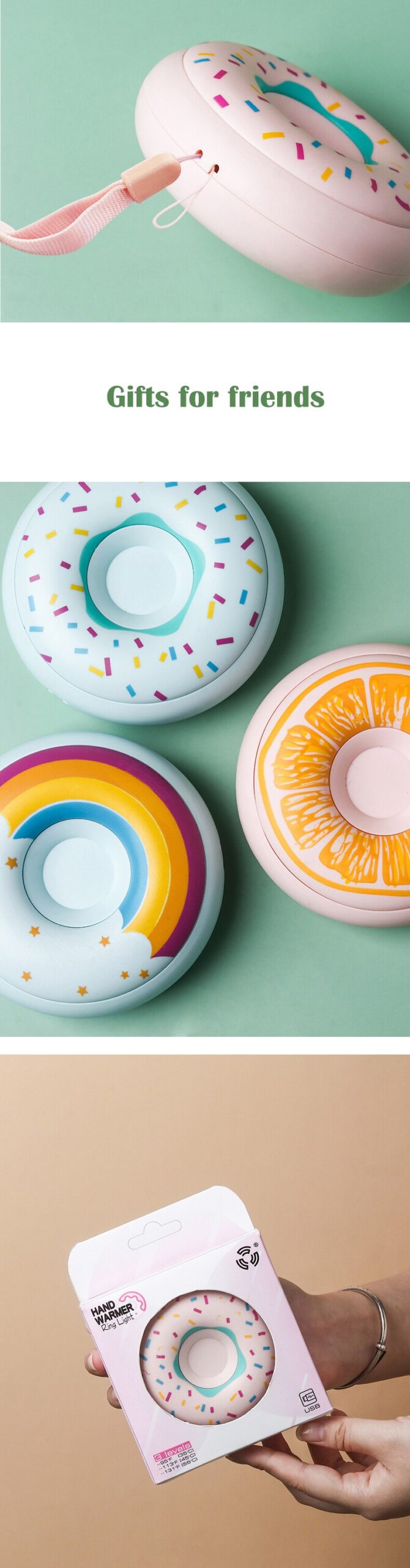Donuts Hand Warmer Warm Supplies USB Charging Explosion-proof Portable and Warming Baby Cute Gifts Three-speed adjustment