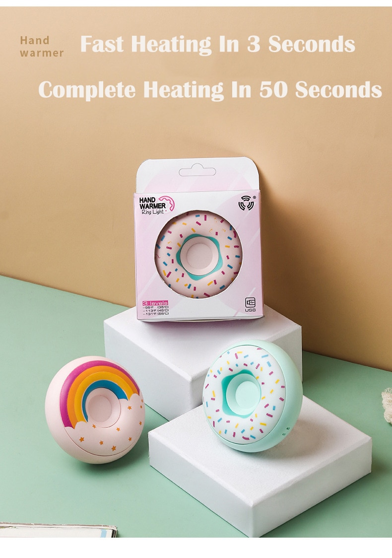 Donuts Hand Warmer Warm Supplies USB Charging Explosion-proof Portable and Warming Baby Cute Gifts Three-speed adjustment