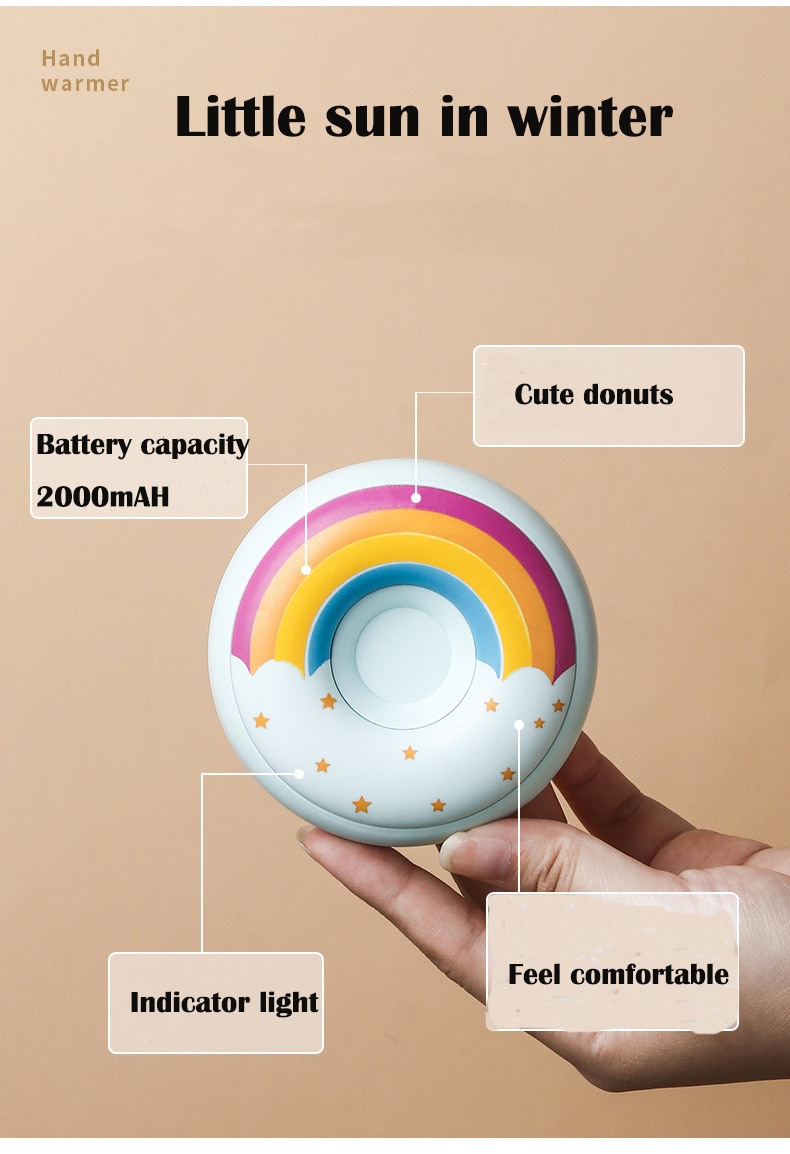 Donuts Hand Warmer Warm Supplies USB Charging Explosion-proof Portable and Warming Baby Cute Gifts Three-speed adjustment