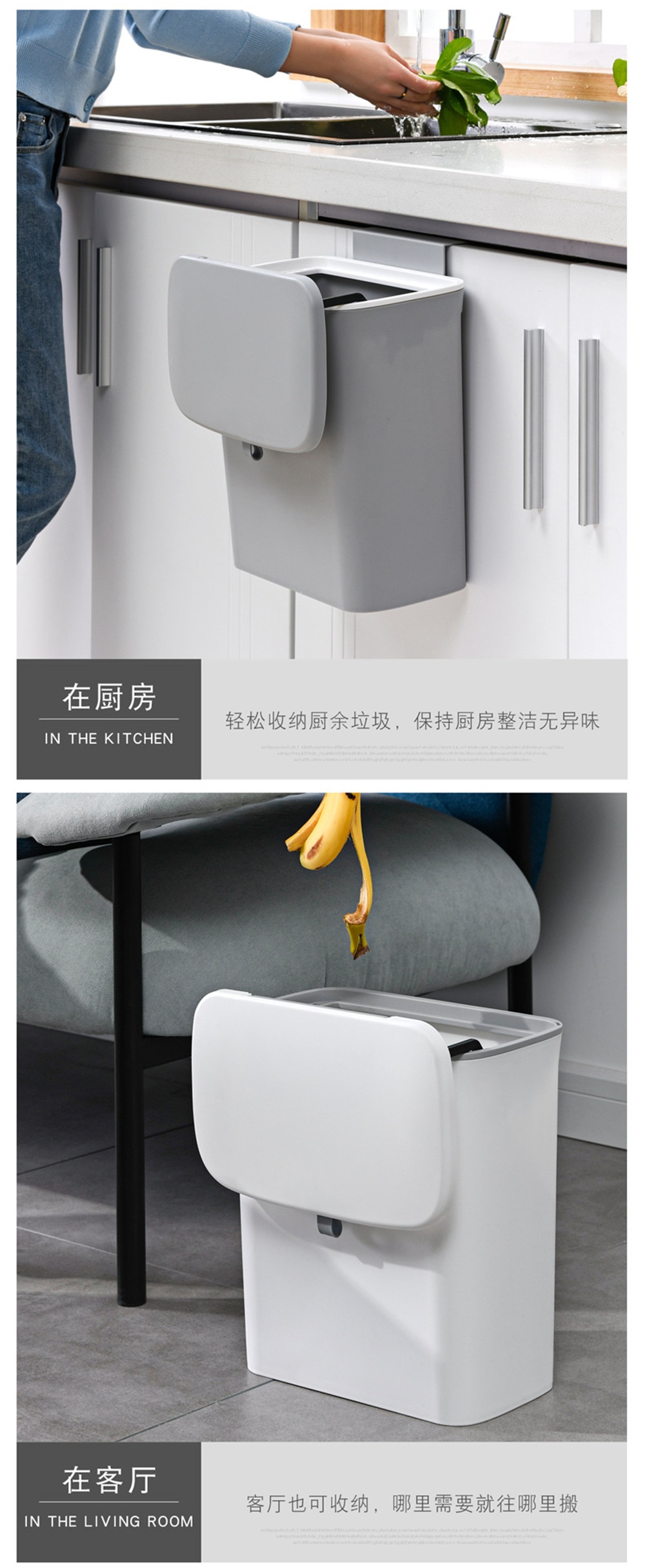 Kitchen Trash Can Kitchen Waste Bin Kitchen Garbage Cans Recycle Rubbish Bin for Kitchen Dustbin Garbage Bin Trash Bin Trashcan
