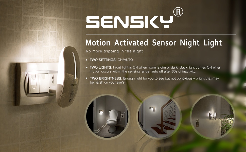SENSKY LED Night Light Motion Sensor Wireless Plug In US 110V EU UK 220V Night lamp For Hallway Pathway