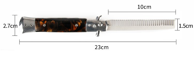 1pcs Automatic Stainless Steel Combs Foldable Knife Brushes Hair Trimmer Comb Brush Accessories butterfly Mens Pocket Knife Comb