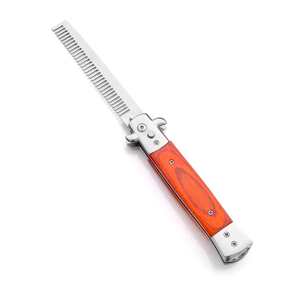 1pcs Automatic Stainless Steel Combs Foldable Knife Brushes Hair Trimmer Comb Brush Accessories butterfly Mens Pocket Knife Comb