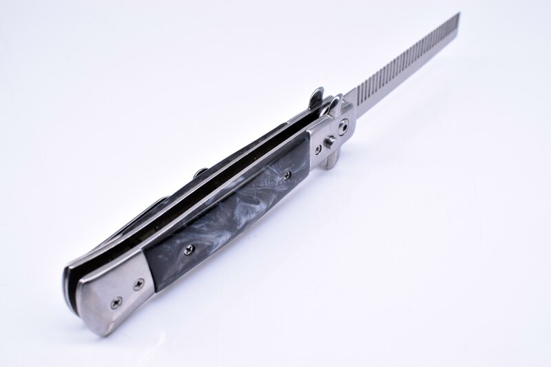 1pcs Automatic Stainless Steel Combs Foldable Knife Brushes Hair Trimmer Comb Brush Accessories butterfly Mens Pocket Knife Comb